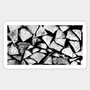 Chopped wood closeup in black and white Sticker